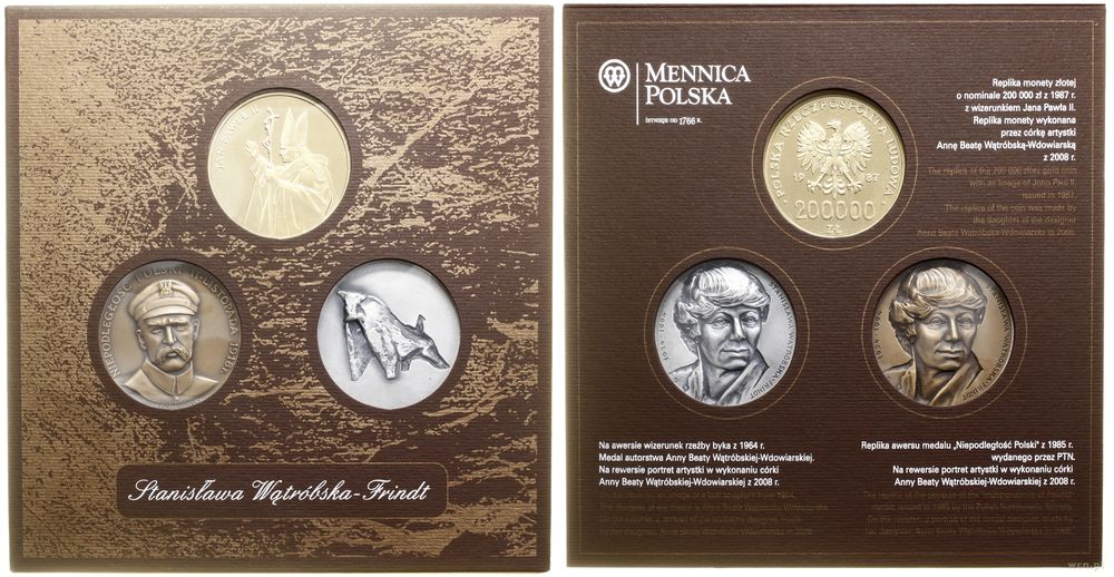 Polska, zestaw replik numizmatów projektu Stanisławy Wątróbskiej-Frindt, 2008