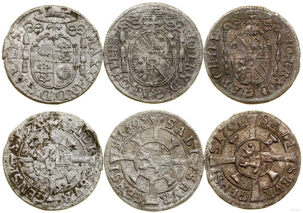 Austria, lot 3 x krajcar, 1678 (Maksymilian Gandolf von Kuenburg 1