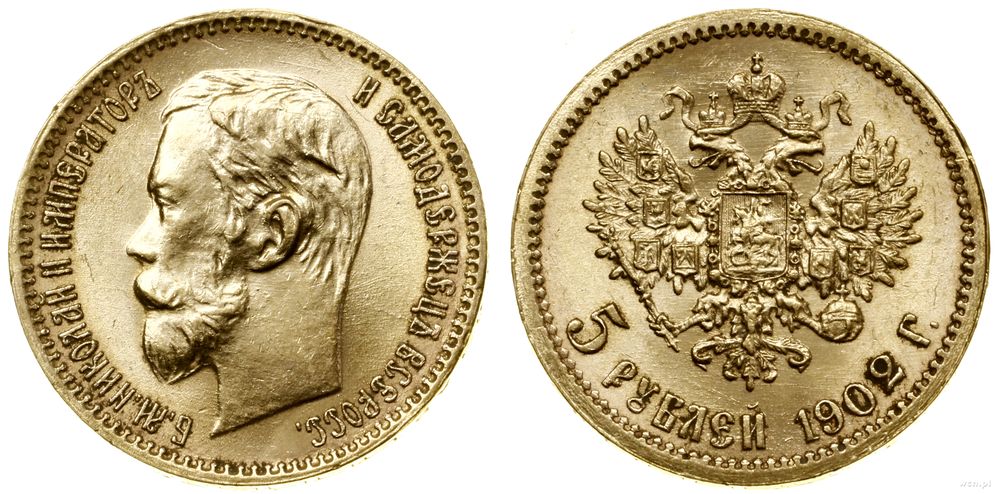 Rosja, 5 rubli, 1902 AP