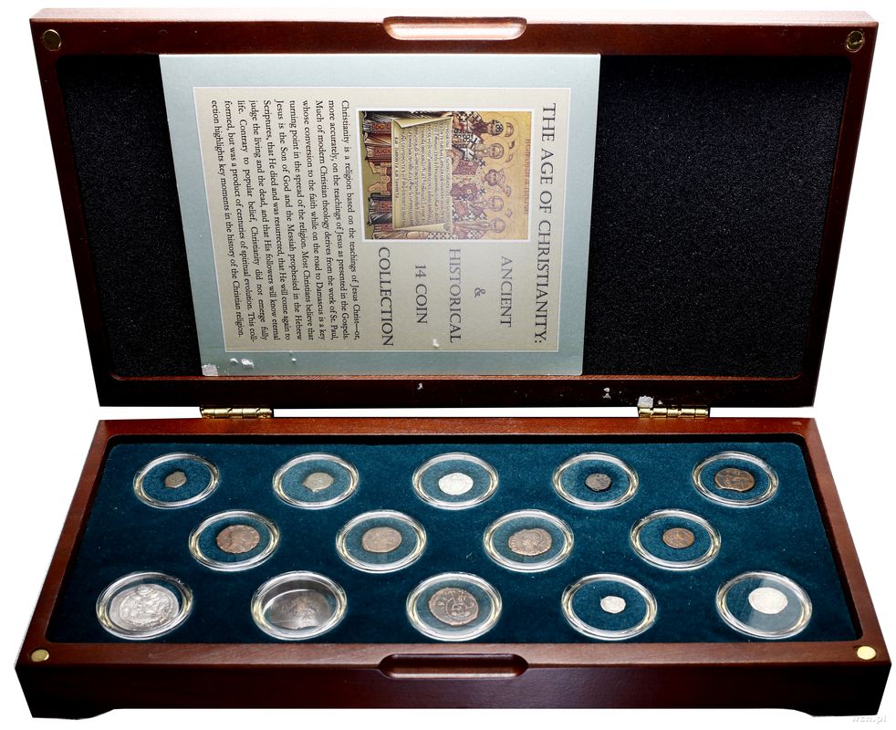 różne, zestaw 14 monet związanych z historią chrześcijaństwa na przestrzeni dziejów