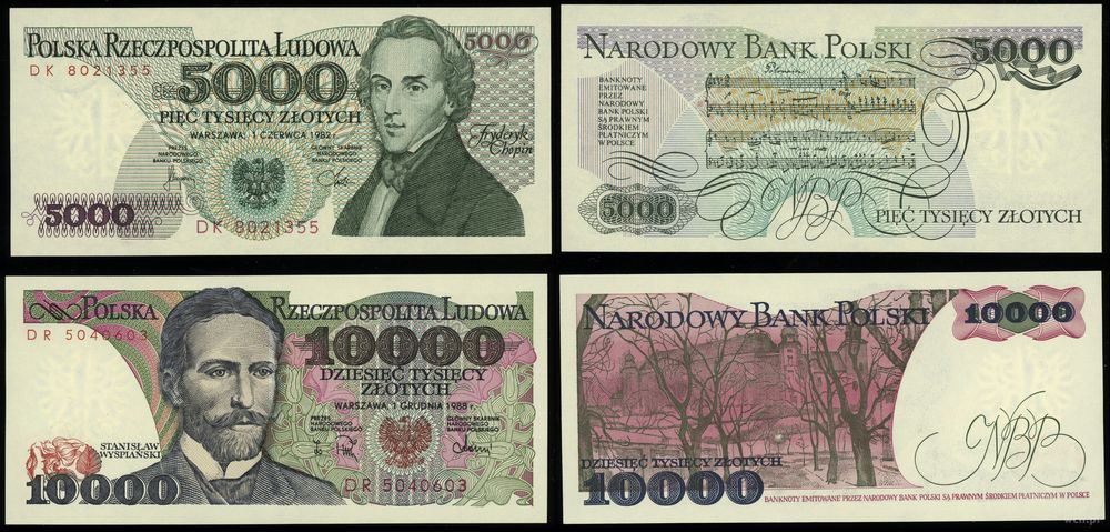 Polska, zestaw 2 banknotów, 1982–1988