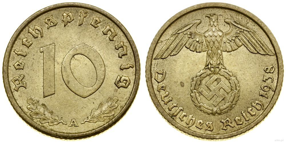 Niemcy, 10 fenigów, 1938 A