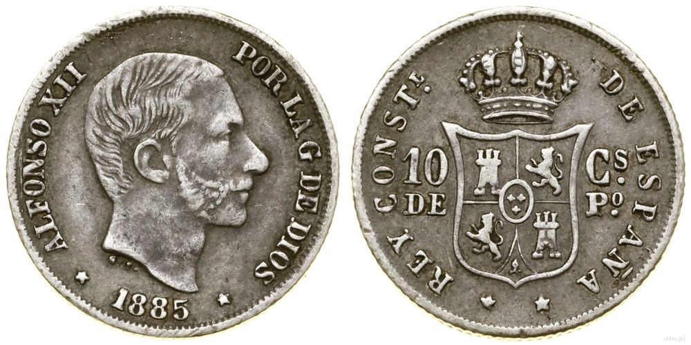 Filipiny, 10 centymów, 1885