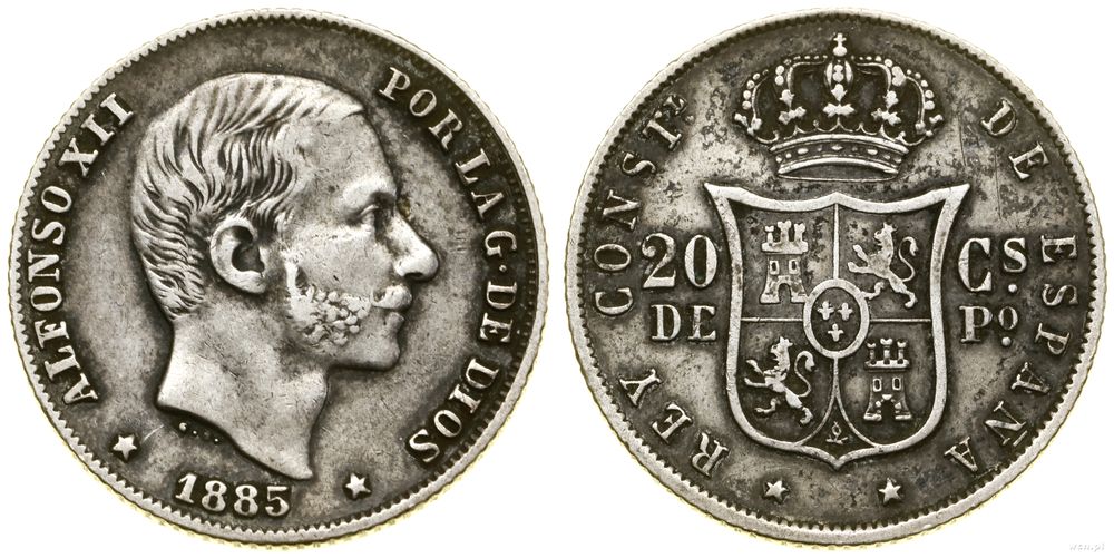Filipiny, 20 centymów, 1885