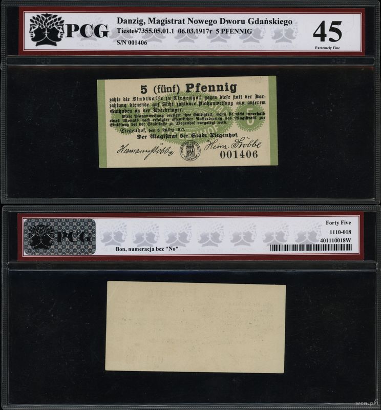 Prusy Zachodnie, 5 fenigów, 6.03.1917