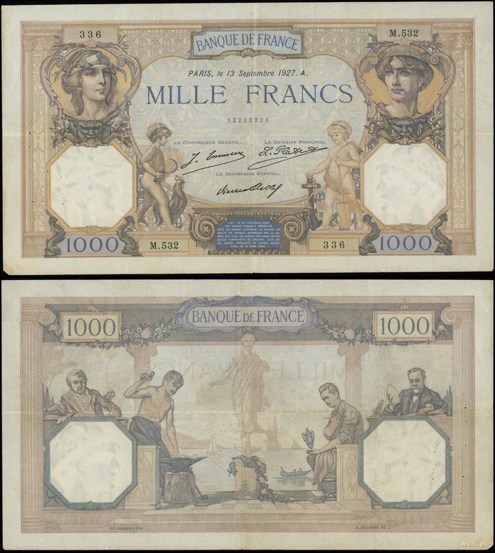 Francja, 1.000 franków, 13.09.1927