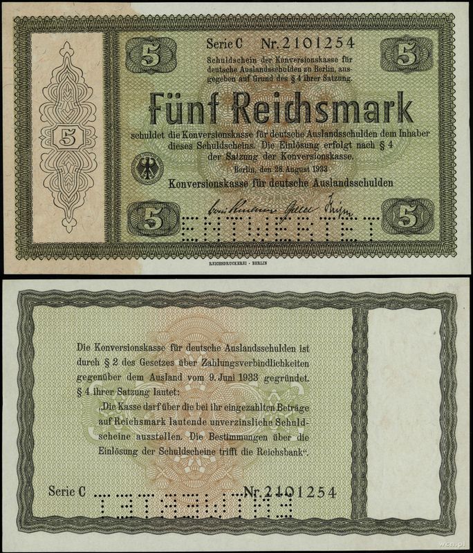 Niemcy, 5 marek, 28.08.1933