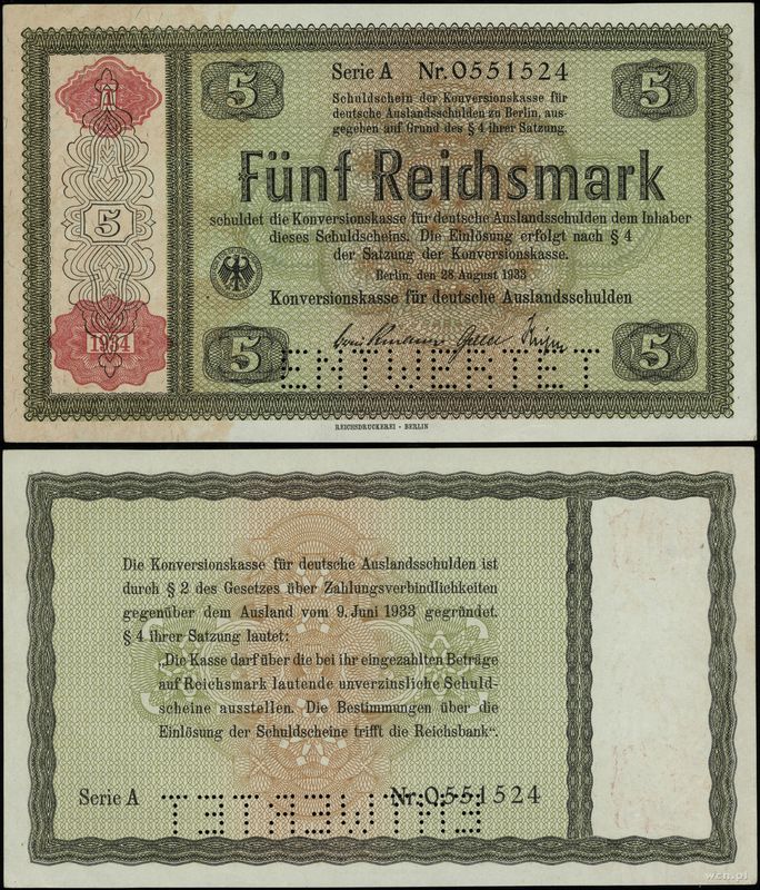 Niemcy, 5 marek, 28.08.1933 (1934)