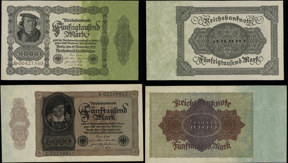Niemcy, zestaw 4 banknotów, 1922–1923