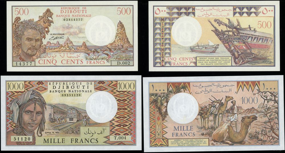 Dżibuti, zestaw 2 banknotów, 1979–1988