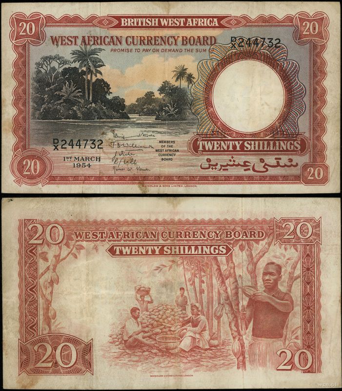 Brytyjska Afryka Zachodnia, 20 szylingów, 1.03.1954