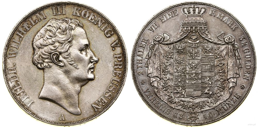 Niemcy, dwutalar = 3 1/2 guldena, 1840 A