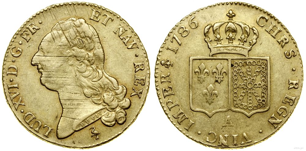 Francja, podwójny Louis d'or au buste nue, 1786 A