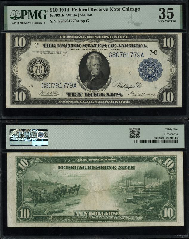 Stany Zjednoczone Ameryki (USA), 10 dolarów, 1914