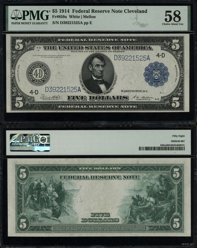 Stany Zjednoczone Ameryki (USA), 5 dolarów, 1914