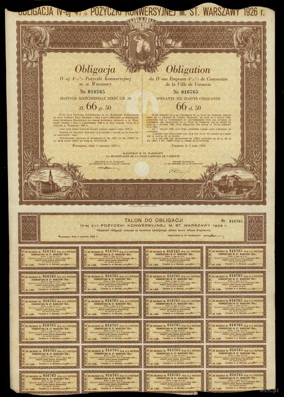 Rzeczpospolita Polska (1918–1939), 4 1/2% pożyczka na 66 złotych i 50 groszy, 1.06.1931