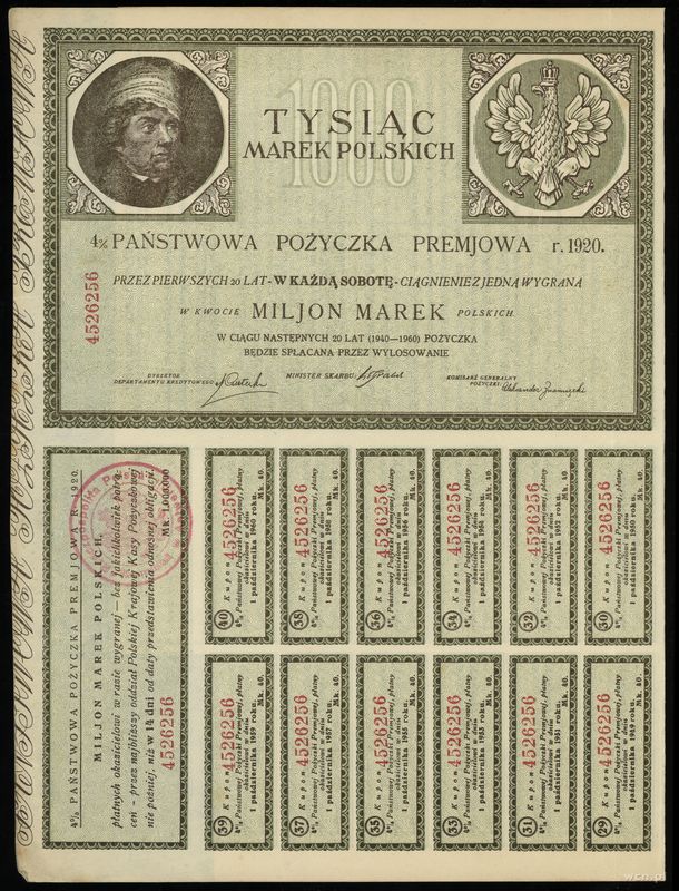 Rzeczpospolita Polska (1918–1939), zestaw 3 obligacji, 1920–1931