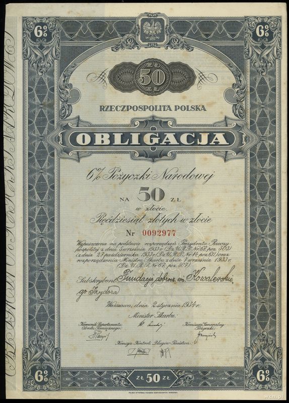 Rzeczpospolita Polska (1918–1939), zestaw 2 obligacji, 1934–1935