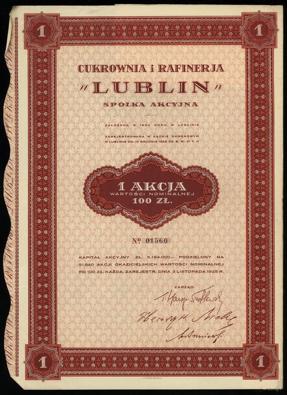 Polska, zestaw 2 akcji, 3.11.1925