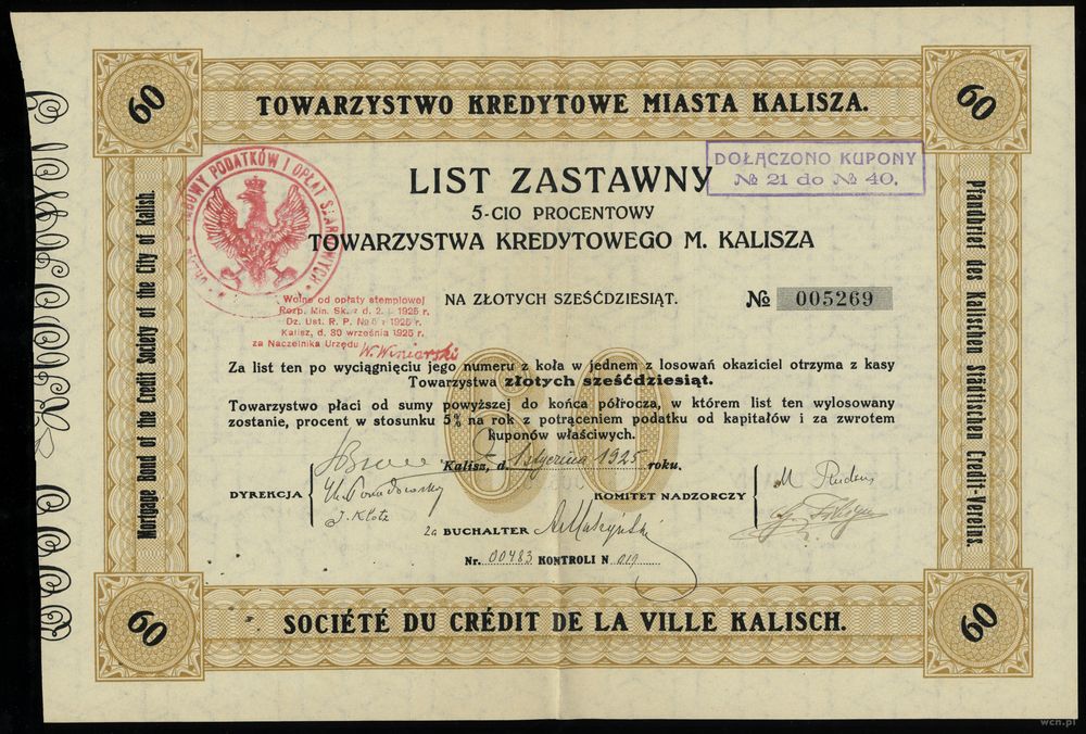 Polska, zestaw 3 papierów wartościowych, 1924–1931