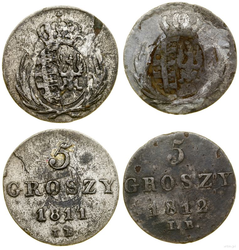 Polska, zestaw: 5 groszy 1811 i 5 groszy 1812