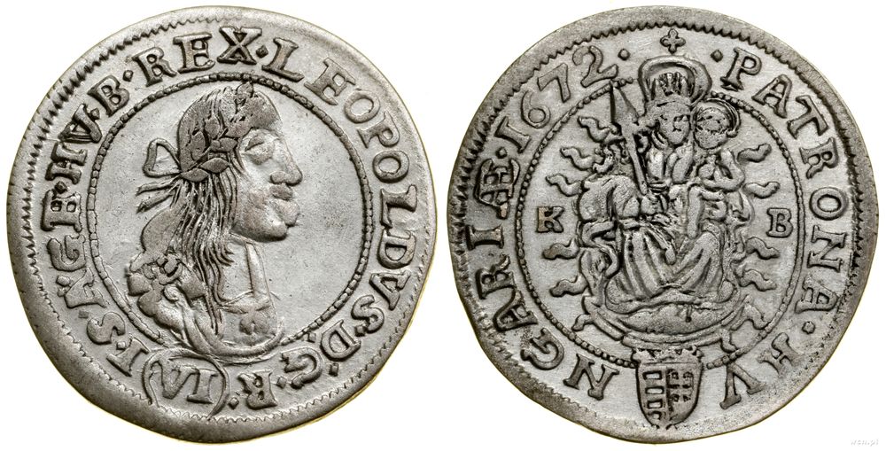 Węgry, 6 krajcarów, 1672 KB