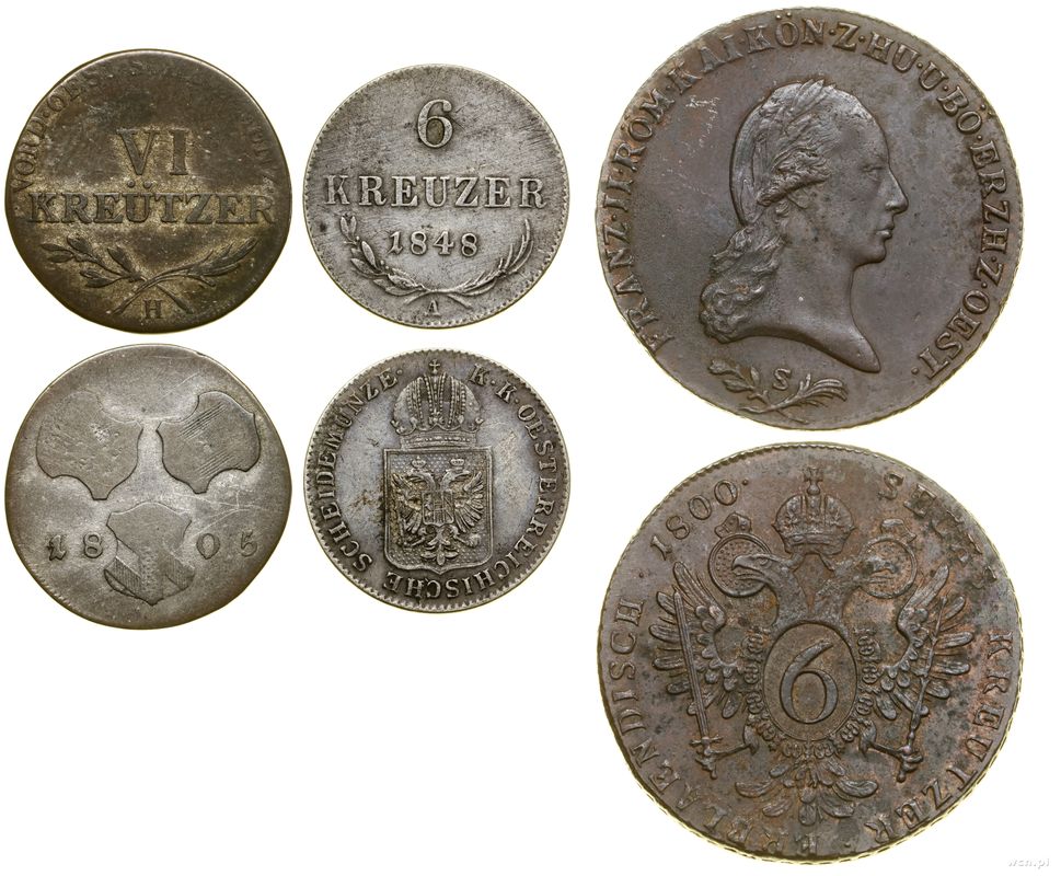 Austria, zestaw 3 x 6 krajcarów