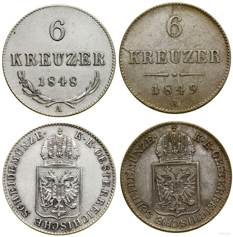 Austria, zestaw 2 x 6 krajcarów