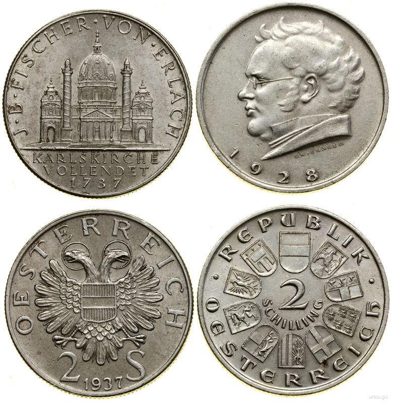 Austria, zestaw 2 x 20 szylingów