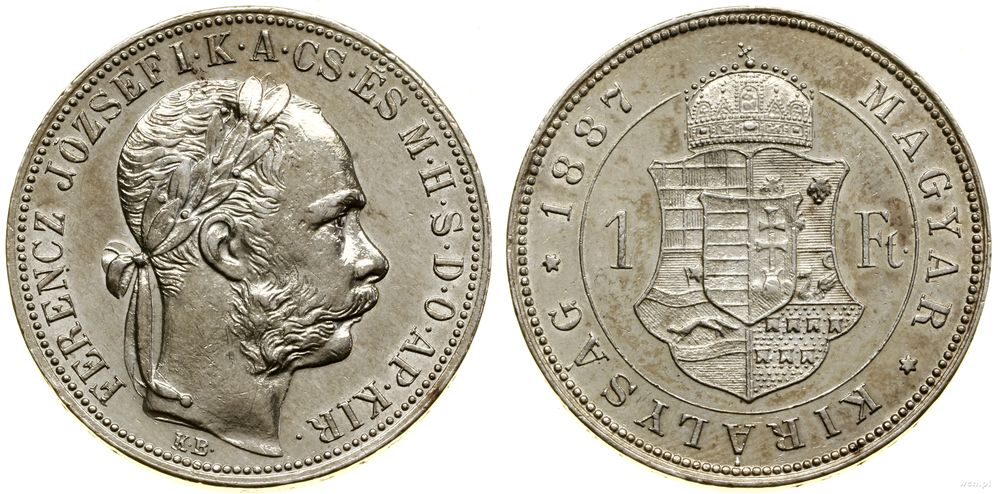 Węgry, 1 forint, 1887 KB