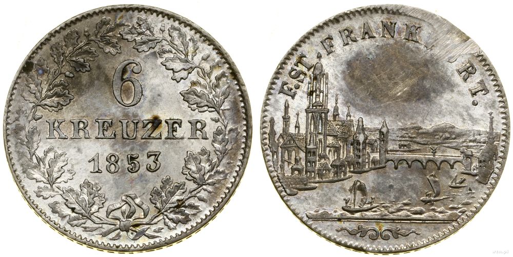 Niemcy, 6 krajcarów, 1853
