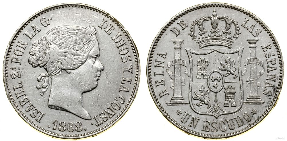 Hiszpania, 1 escudo, 1868