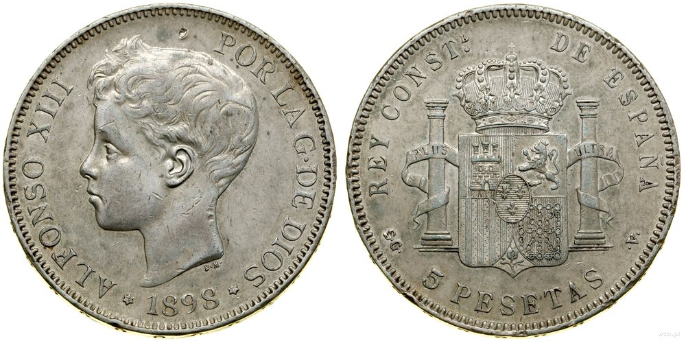 Hiszpania, 5 peset, 1898