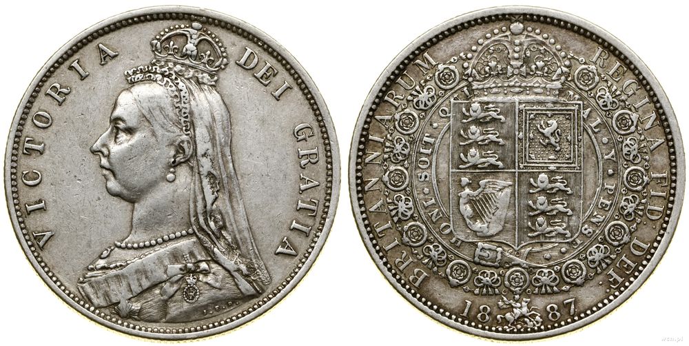Wielka Brytania, 1/2 korony, 1887