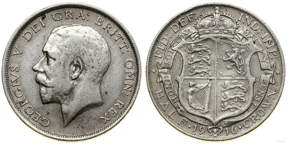 Wielka Brytania, 1/2 korony, 1916
