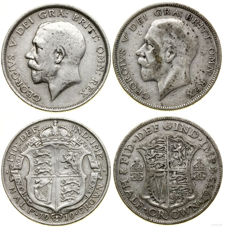 Wielka Brytania, zestaw 2 x 1/2 korony