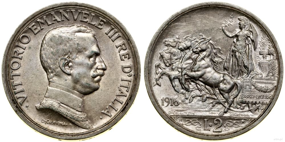 Włochy, 2 liry, 1916