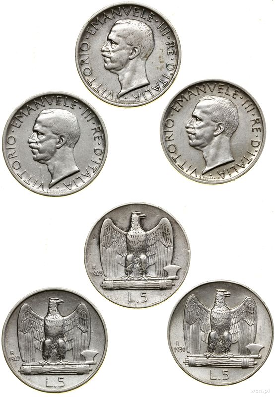 Włochy, zestaw 3 x 5 lirów