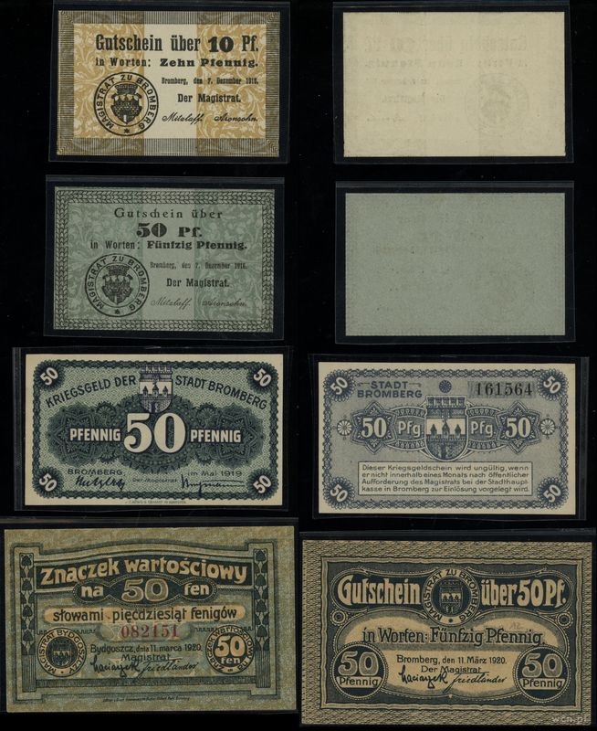 Wielkopolska, zestaw 4 banknotów, 1916–1920