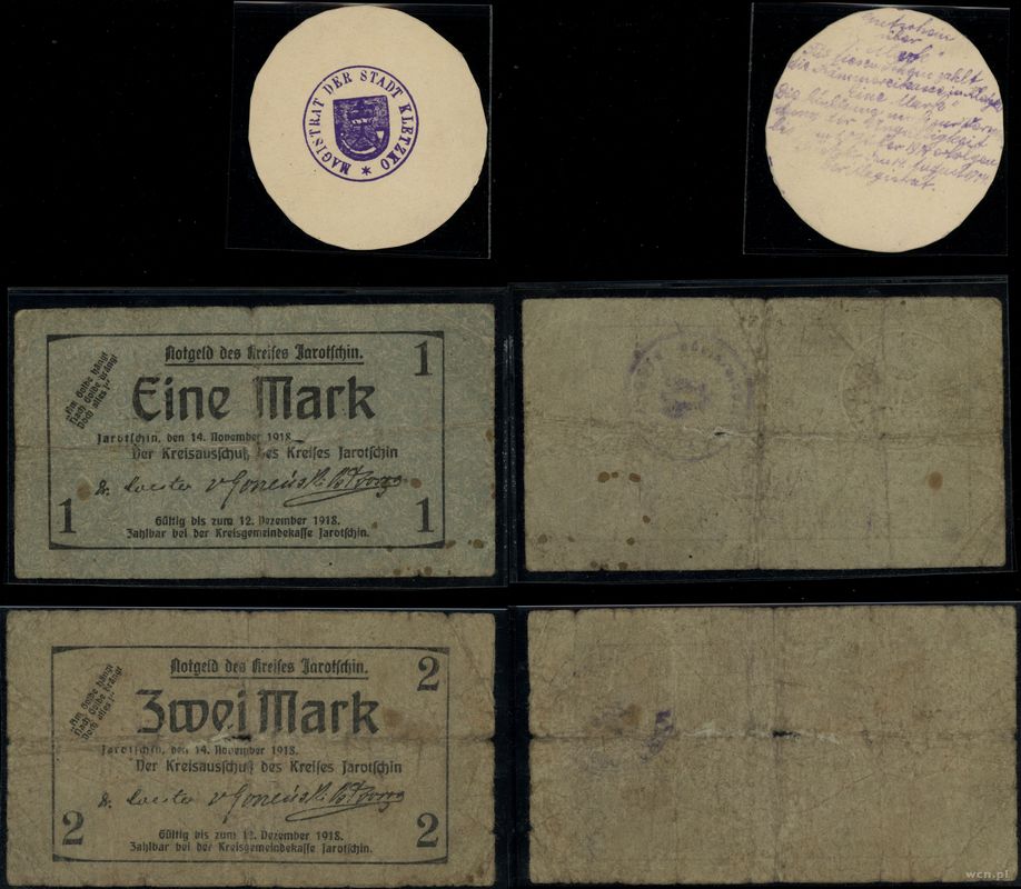 Wielkopolska, zestaw 3 banknotów, 1914–1918