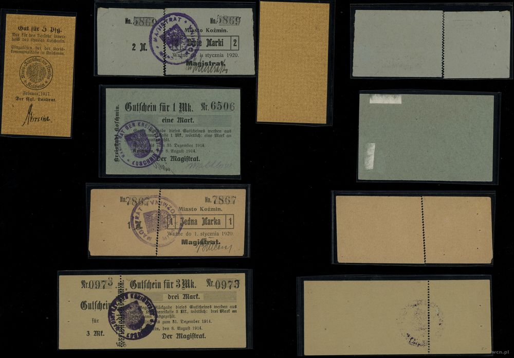 Wielkopolska, zestaw 5 banknotów, 1914–1920