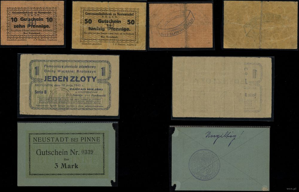 Wielkopolska, zestaw 4 banknotów, 1914–1945