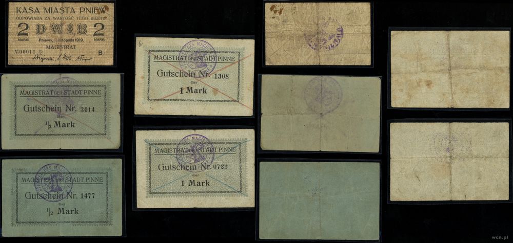 Wielkopolska, zestaw 5 banknotów, 1914–1919