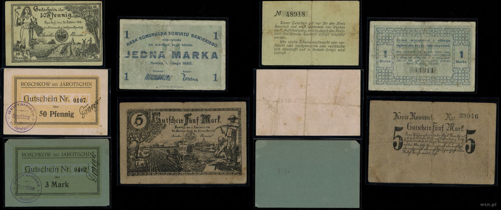 Wielkopolska, zestaw 5 banknotów, 1914–1920