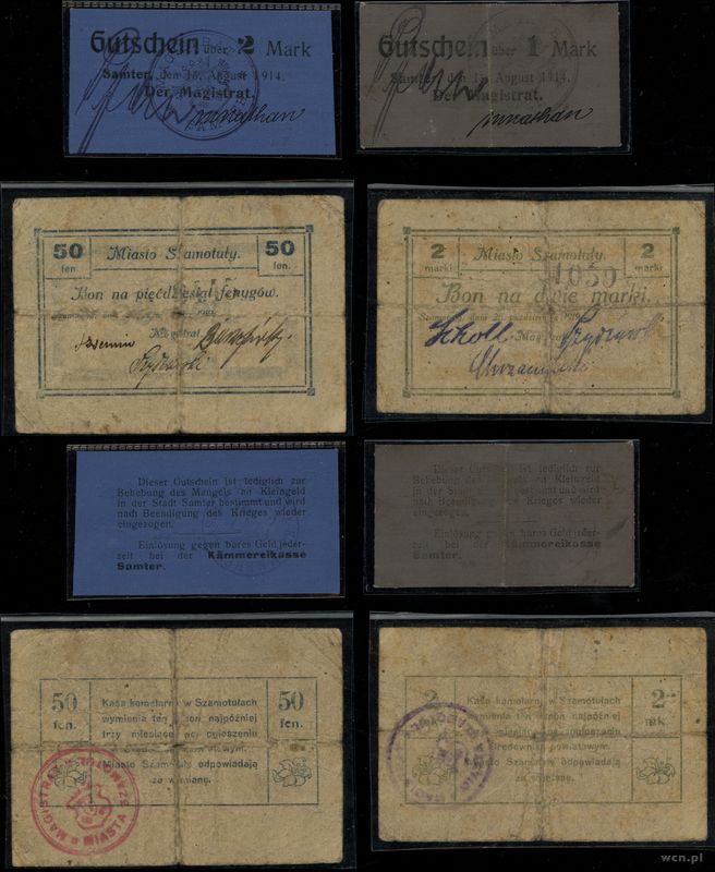 Wielkopolska, zestaw 4 banknotów, 1914–1919