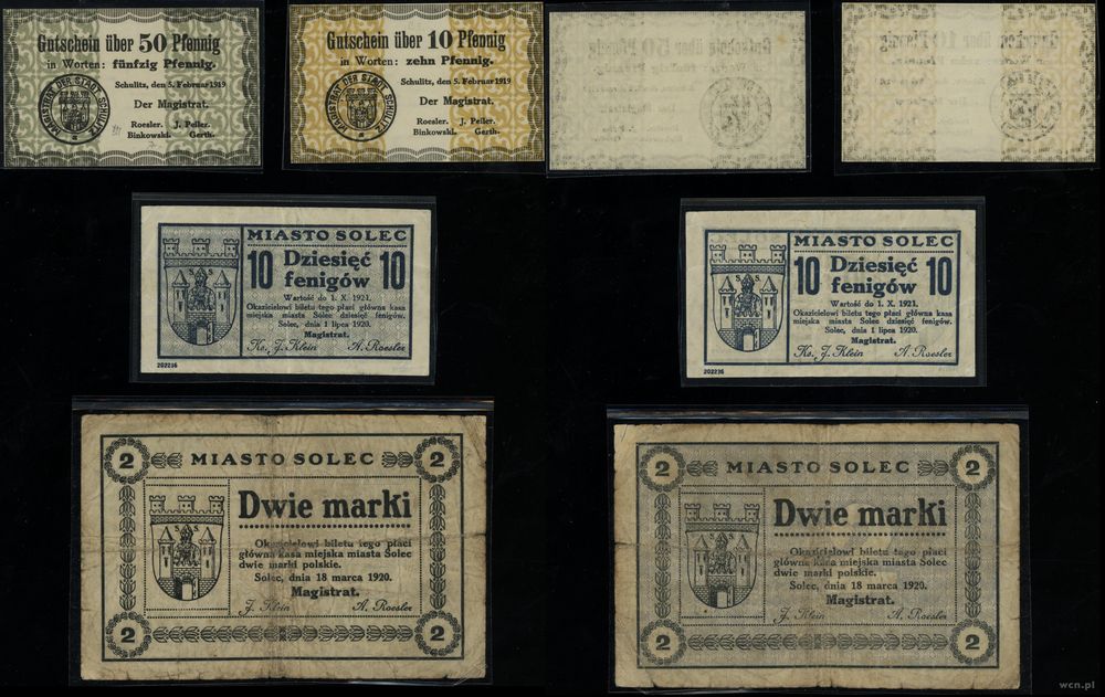 Wielkopolska, zestaw 4 banknotów, 1918–1921