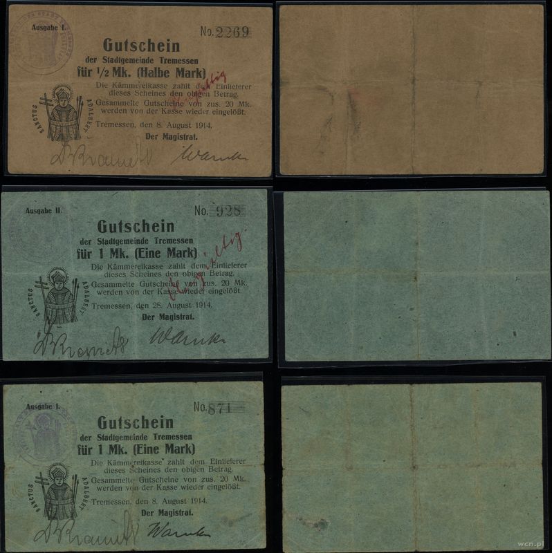 Wielkopolska, zestaw 5 banknotów, 1914