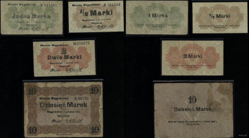 Wielkopolska, zestaw 4 banknotów, 1919