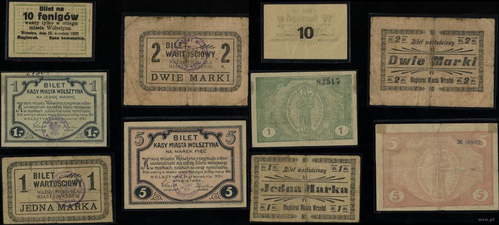 Wielkopolska, zestaw 5 banknotów, 1919–1920