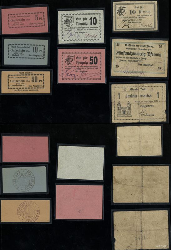 Wielkopolska, zestaw 8 banknotów, 1917–1920